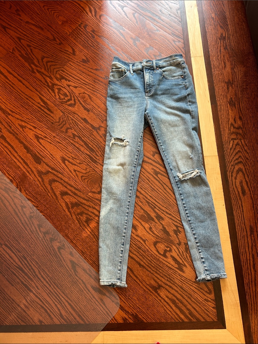 Express Light Blue Skinny Ripped Jeans